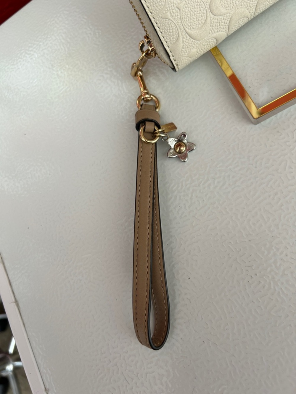 Coach Ivory Signature Zip Around Wallet Wristlet with Charm - Picture 2 of 11